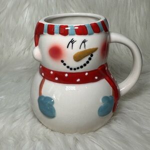 Threshold 2021 Snowman Stoneware Mug with Red and Blue Details